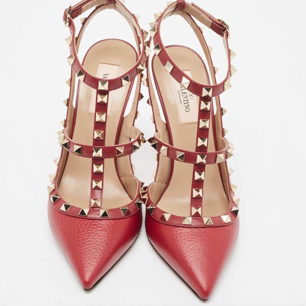 Valentino Red Leather Rockstud Pumps 38